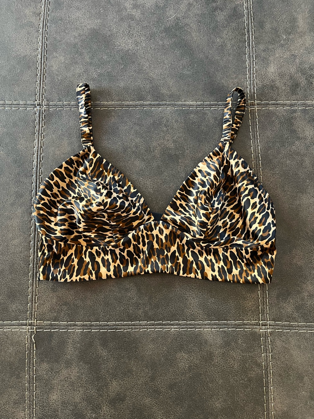 Leopard Print Bralette - Brown/Black